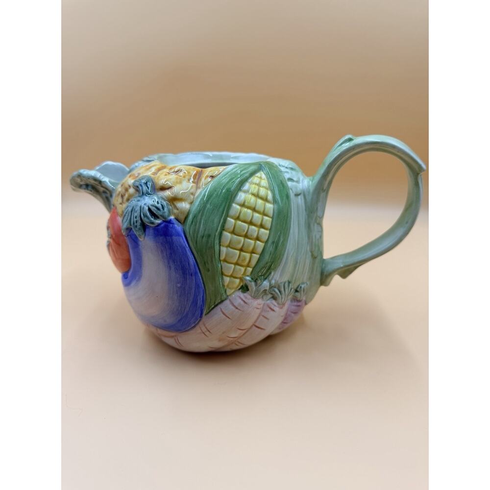 Vintage Fitz And Floyd Ceramic Vegetable Garden Teapot No Lid